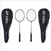 YONEX Aluminium Badminton Racquet Gr 303I Made in India Pack of 2 with Full Cover (Black/Black)